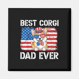 Best Corgi Dad Ever Usa Flag Patriotic Dog 4th Of Magnet