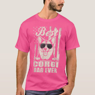 Best Corgi Dad Ever Vintage Retro Flag Dog Dad  T-Shirt