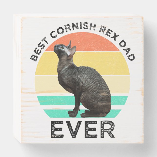Best Cornish Rex Dad Ever Wooden Box Sign (Front Horizontal)