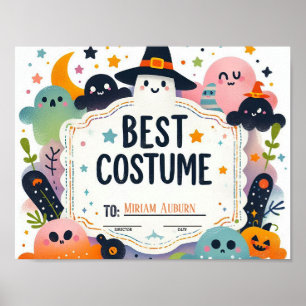Best Costume Certificate - Cute ghost theme Poster