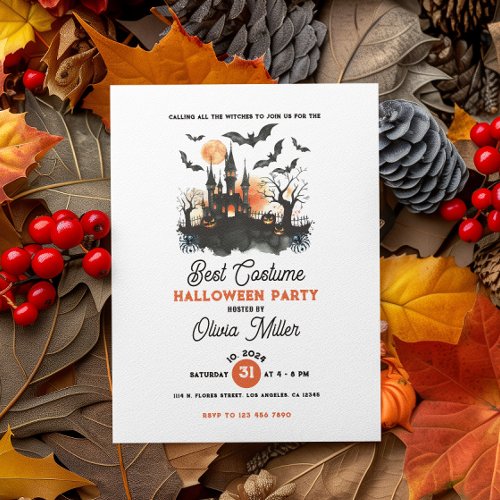 Best Costume Halloween Party Enchanted Castle Invitation