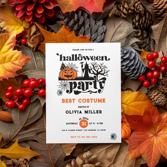 Best Costume Retro Halloween Party Invitation (Creator Uploaded)