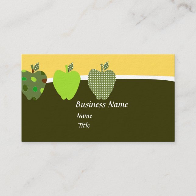Best Country Delicious Teacher's Quilted  Apples Business Card (Front)