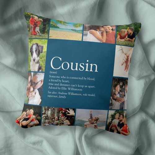 Best Cousin Ever Definition 12 Photo Collage Throw Pillow