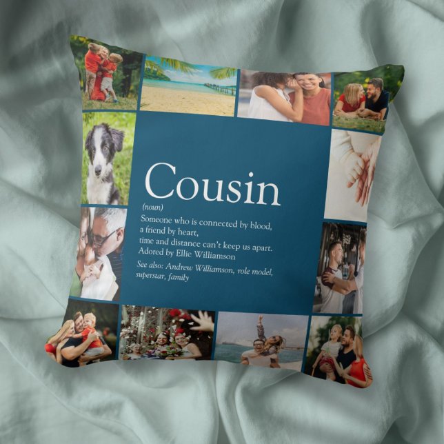 Best Cousin Ever Definition 12 Photo Collage Throw Pillow