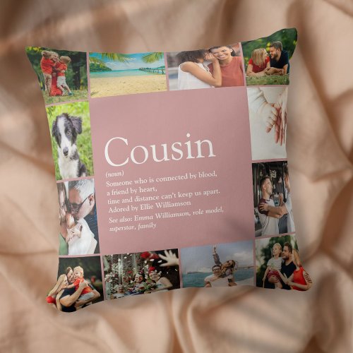 Best Cousin Ever Definition 12 Photo Pink Throw Pillow