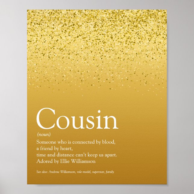 Best Cousin Ever Definition Gold Glitter Glam Poster (Front)