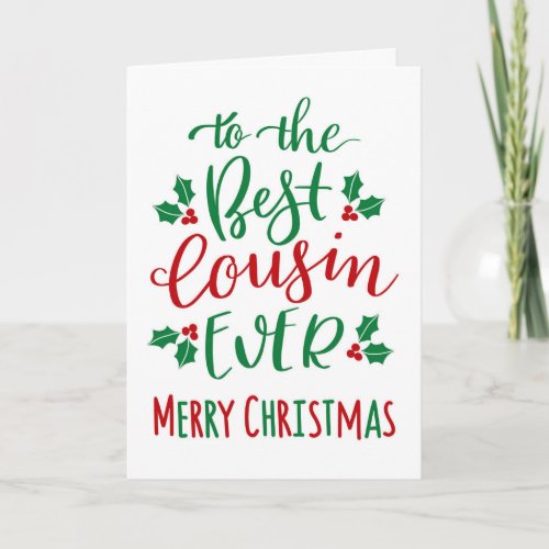 Best Cousin Ever Merry Christmas Typography Card
