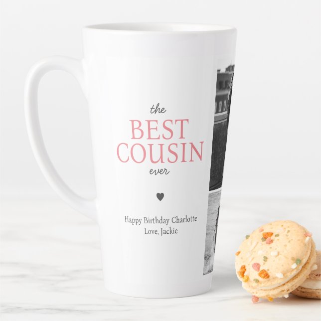 Best Cousin Ever Personalized Photo Collage Latte Mug (In Situ)
