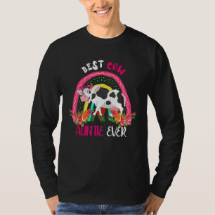 Best Cow Auntie Ever Cute Cow Bow Tie Farmer Mothe T-Shirt