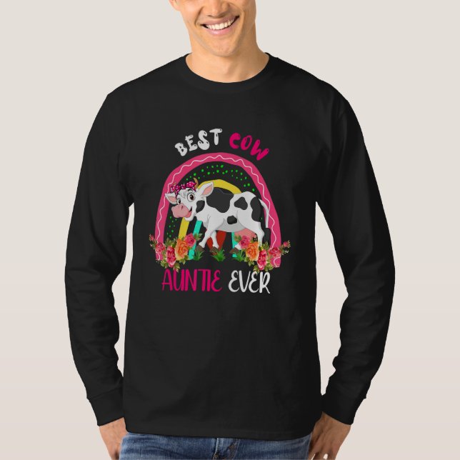 Best Cow Auntie Ever Cute Cow Bow Tie Farmer Mothe T-Shirt (Front)