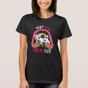 Best Cow Auntie Ever Cute Cow Bow Tie Farmer Mothe T-Shirt