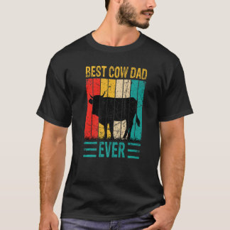 Best Cow Dad Ever Cow Farm Farmer Retro Vintage 60 T-Shirt