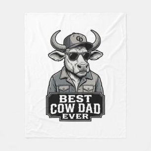 Best Cow Dad Ever Vintage Engraving Design_1 Fleece Blanket
