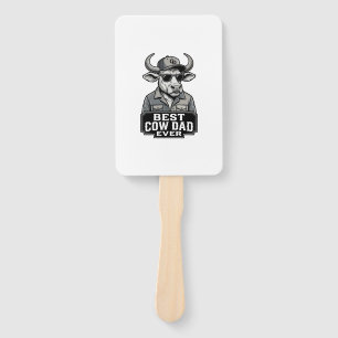 Best Cow Dad Ever Vintage Engraving Design_1 Hand Fan