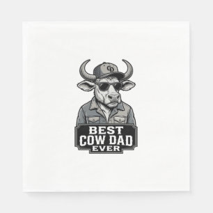 Best Cow Dad Ever Vintage Engraving Design_1 Napkins
