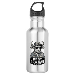 Best Cow Dad Ever Vintage Engraving Design_1 Stainless Steel Water Bottle