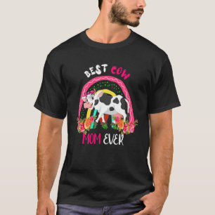 Best Cow Mom Ever Cute Cow Bow Tie Farmer Mother's T-Shirt