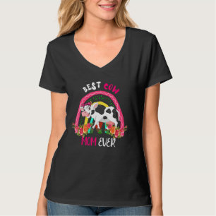 Best Cow Mom Ever Cute Cow Bow Tie Farmer Mother's T-Shirt