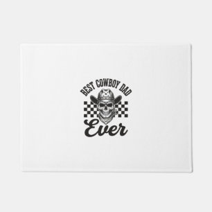 Best Cowboy Dad Skull Western Shirt Design_1 Doormat
