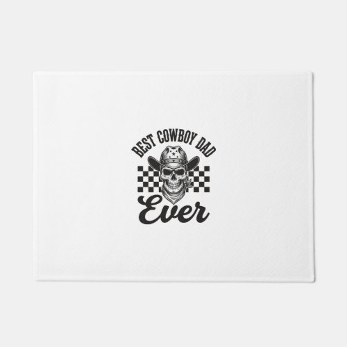 Best Cowboy Dad Skull Western Shirt Design_1 Doormat