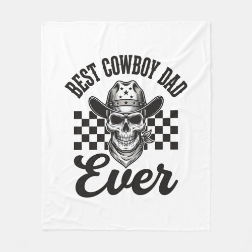Best Cowboy Dad Skull Western Shirt Design_1 Fleece Blanket