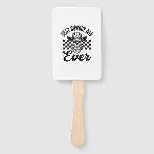 Best Cowboy Dad Skull Western Shirt Design_1 Hand Fan