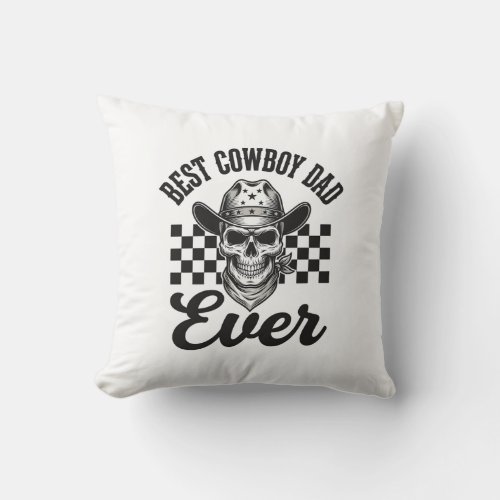 Best Cowboy Dad Skull Western Shirt Design_1 Throw Pillow