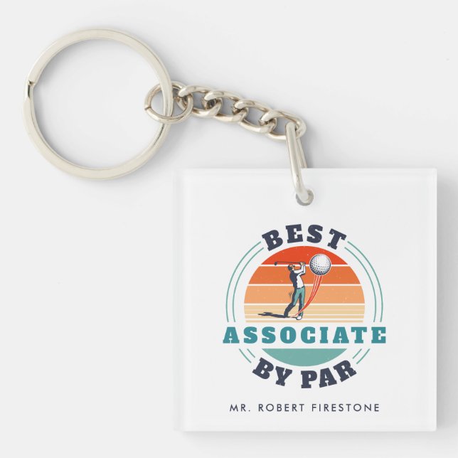 Best Coworker By Par Custom Retro Golf Custom Keychain (Front)