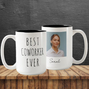 Best Coworker Ever Custom Photo & Name Two-Tone Coffee Mug