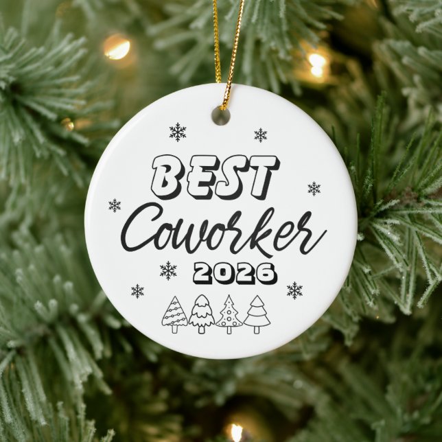 Best Coworker Ever Ornament, Personalized Team  Ceramic Ornament (Tree)