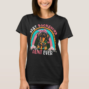 Best Dachshund Aunt Ever Cute Rainbow Flowers Dog  T-Shirt