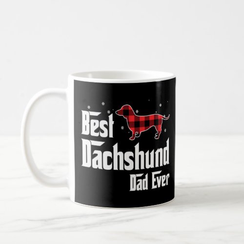 Best Dachshund Dad Ever Red Plaid Christmas For Do Coffee Mug