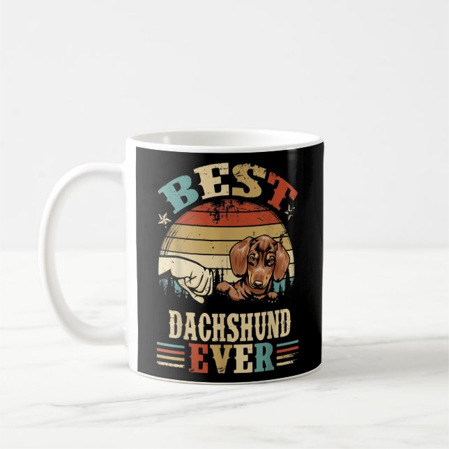 Best Dachshund Dad Ever Retro Fathers Day  Coffee Mug (Left)