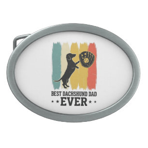 Best Dachshund Dad Ever Vintage Baseball Dog Shirt Belt Buckle