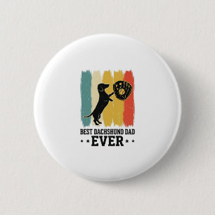 Best Dachshund Dad Ever Vintage Baseball Dog Shirt Button