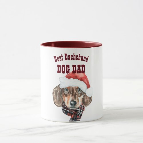 Best DACHSHUND Dog Dad Christmas Illustrated Cute Mug