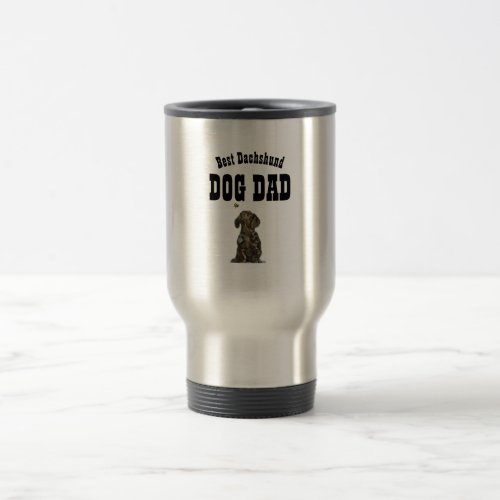 Best DACHSHUND Dog Dad Vintage Illustration Bee Travel Mug