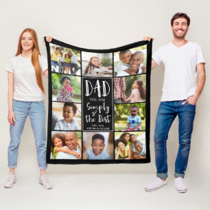 Best Dad 10 Photo Collage Personalized Custom Fleece Blanket