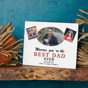 Best Dad 2 Kids Photo Collage Father`s Day Plaque