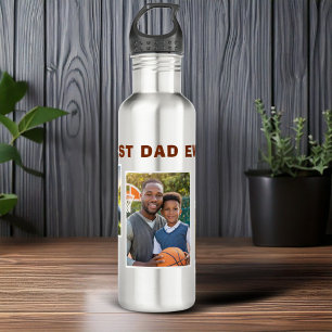 Best Dad 3 Photo Collage Father Stainless Steel Water Bottle