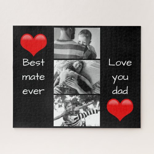 Best Dad 3_Photo Custom Text Love Heart Jigsaw Puzzle