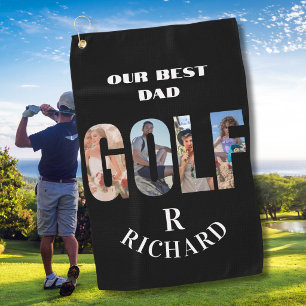 Best Dad 4 Photos Monogram Name Golf Towel