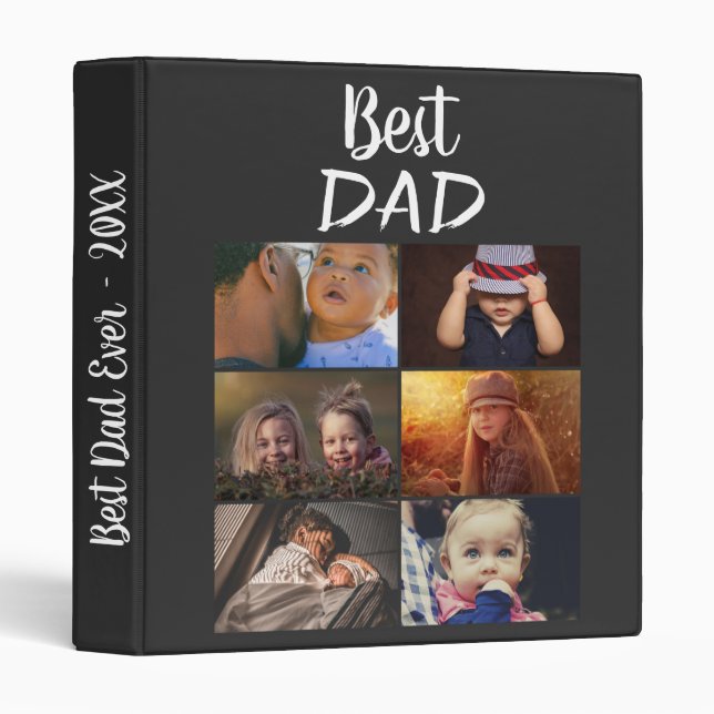 Best Dad 6 Photo Collage Family Photo Album 3 Ring Binder (Front/Spine)