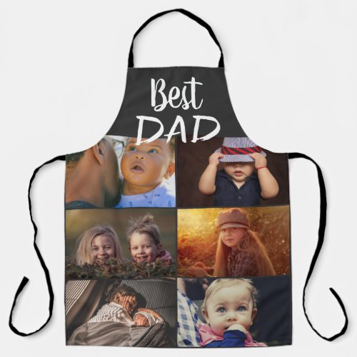 Best Dad 6 Photo Collage Family Photo Grey  Apron - Best Dad 6 Photo Collage Family Photo Pattern Grey Apron. Add 6 photos of the family. This personalized apron is a perfect keepsake gift for a father for Father`s Day, birthday or Christmas.