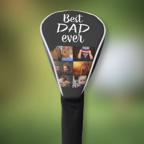 Best Dad 6 Photo Collage Family Photo Grey  Golf Head Cover