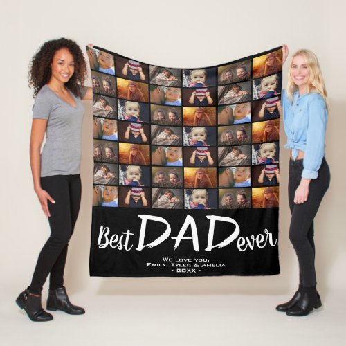 Best Dad 6 Photo Collage Family Photo Pattern Fleece Blanket - Best Dad 6 Photo Collage Family Photo Pattern Black Fleece Blanket. Add 6 photos of the family and your names. This personalized blanket is a perfect keepsake gift for a dad for Father`s Day, birthday or Christmas.