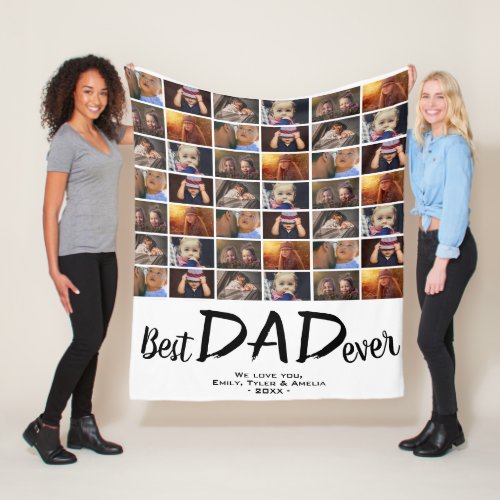 Best Dad 6 Photo Collage Family Photo Pattern Fleece Blanket - Best Dad 6 Photo Collage Family Photo Pattern Fleece Blanket. Add 6 photos of the family and your names. This personalized blanket is a perfect keepsake gift for a dad for Father`s Day, birthday or Christmas.