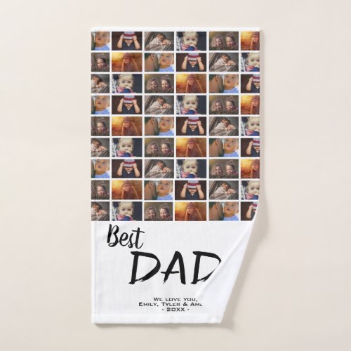 Best Dad 6 Photo Collage Family Photo Pattern Hand Towel - Best Dad 6 Photo Collage Family Photo Pattern Hand Towel. Add 6 photos of the family and your names. This personalized hand towel is a perfect keepsake gift for a dad for Father`s Day, birthday or Christmas.