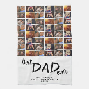 Best Dad 6 Photo Collage Family Photo Pattern  Kitchen Towel